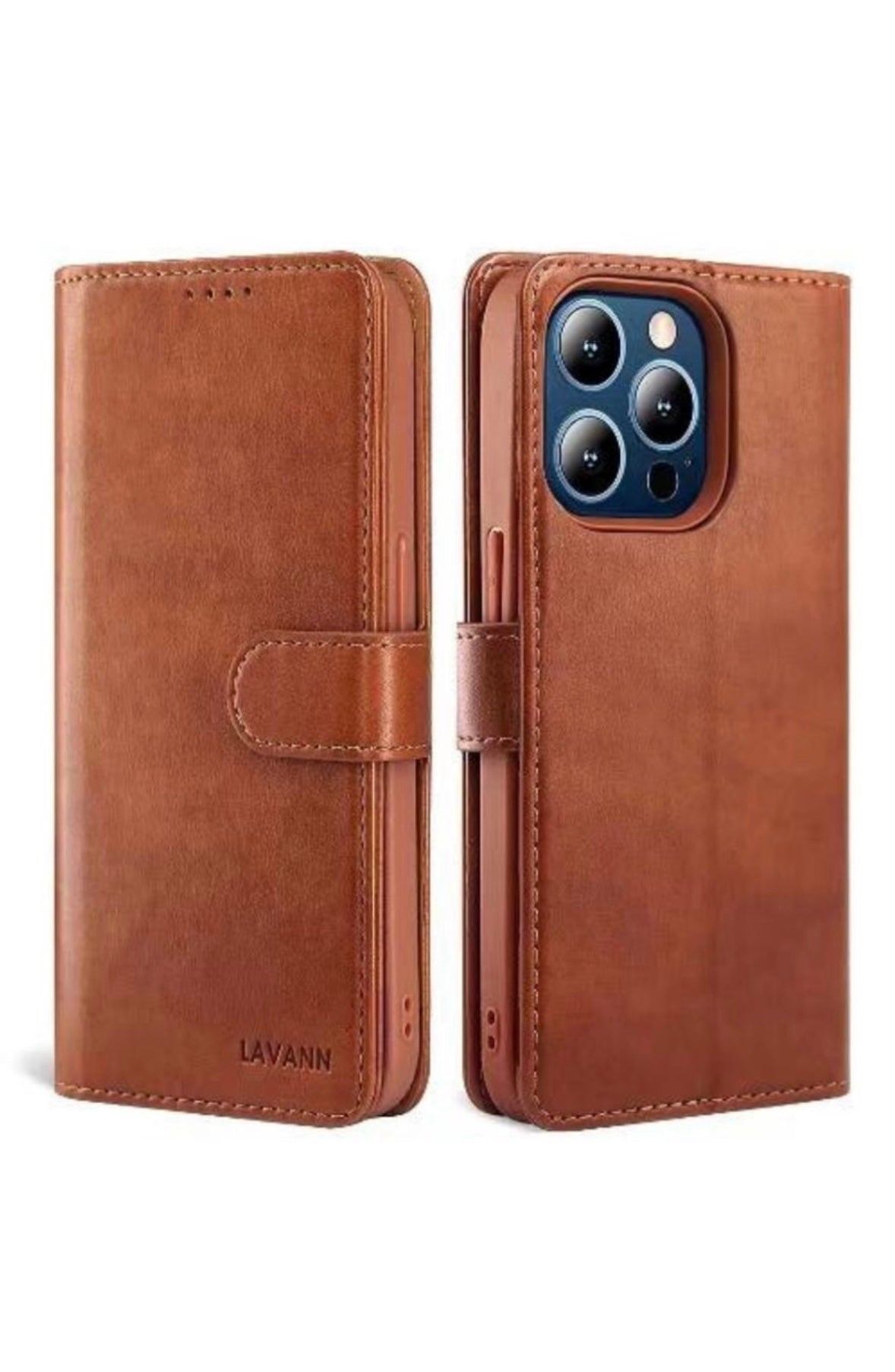Magnetic leather book shelf for iPhone 15