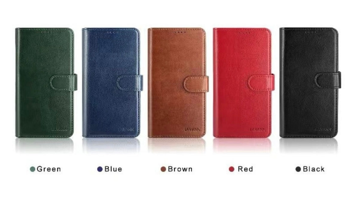 Magnetic leather book shelf for iPhone 15
