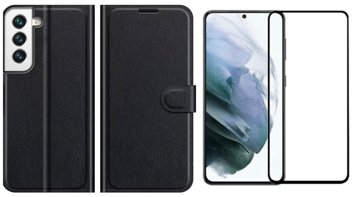Samsung galaxy S22 plus leather case with tempered glass