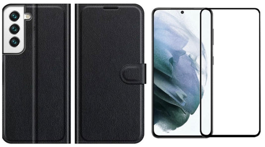 Samsung galaxy S22 plus leather case with tempered glass