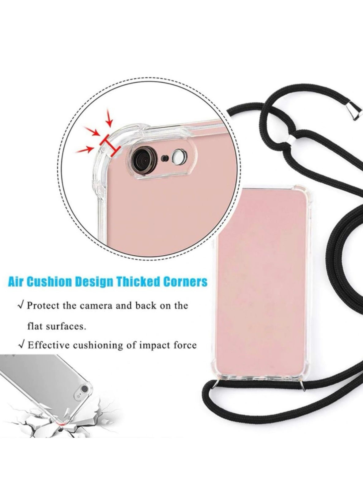 iPhone 11 Pro Max rubber case with lanyard and glass protector
