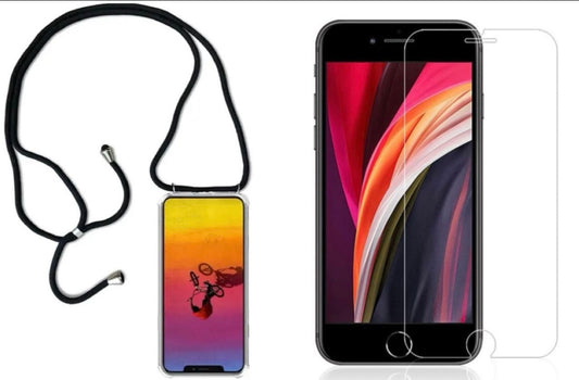 iPhone 11 Pro Max rubber case with lanyard and glass protector